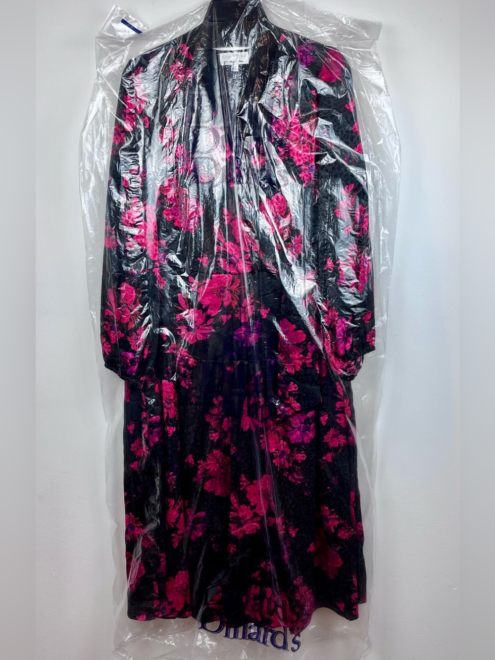 Robbie Bee Floral Faux Wrap Midi Dress Red Black Tie Waist Size 10 - Picture 11 of 14